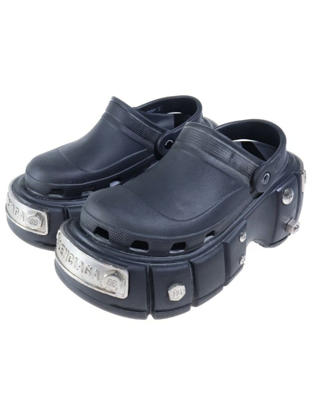 Balenciaga SS Crocs Hard Platform Studs Sandals Black
